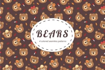 Bears Vector Free Seamless Pattern
