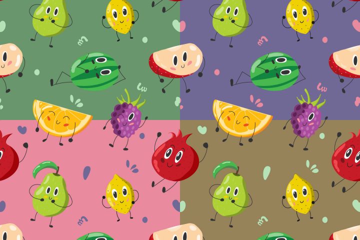 Funny Fruits Vector Free Pattern