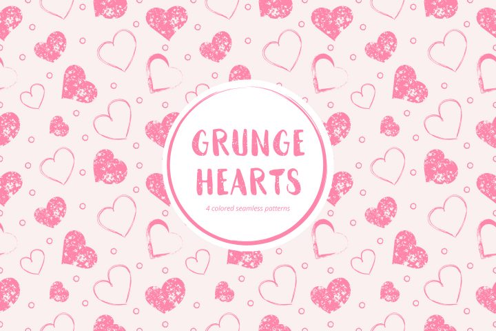 Seamless Grunge Hearts Free Pattern