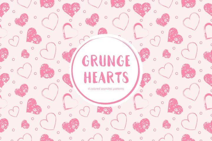 Seamless Grunge Hearts Free Pattern