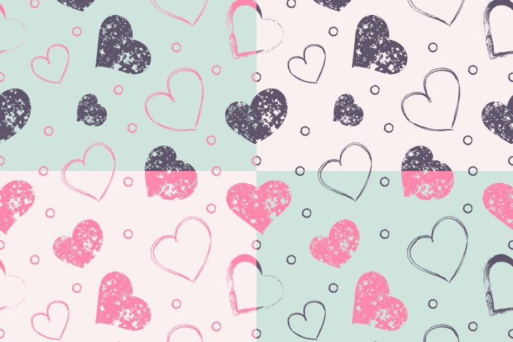 Seamless Grunge Hearts Free Pattern