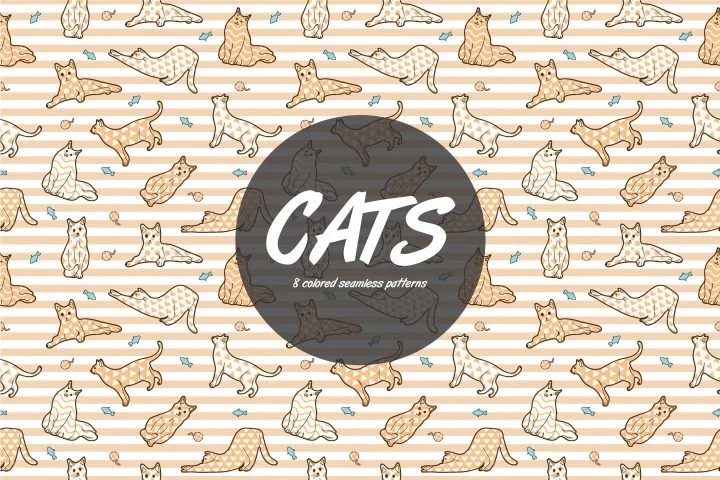 Cats Vector Free Seamless Pattern