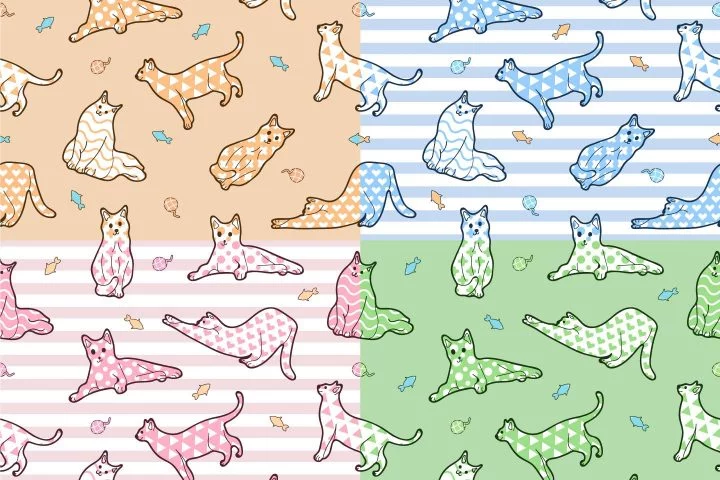 Cats Vector Free Seamless Pattern