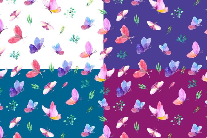 Butterflies Watercolor Vector Free Pattern