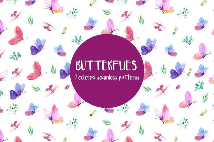 Butterflies Watercolor Vector Free Pattern