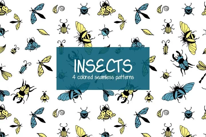 Insects Illustration Vector Free Pattern