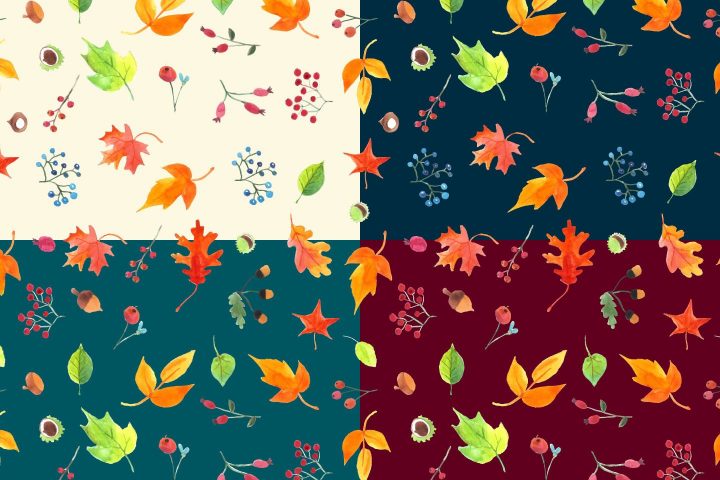 Watercolor Autumn Vector Free Seamless Pattern