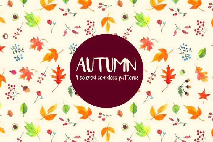 Watercolor Autumn Vector Free Seamless Pattern