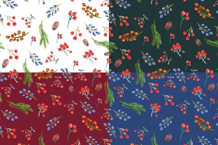 Watercolor Berries Vector Seamless Free Pattern