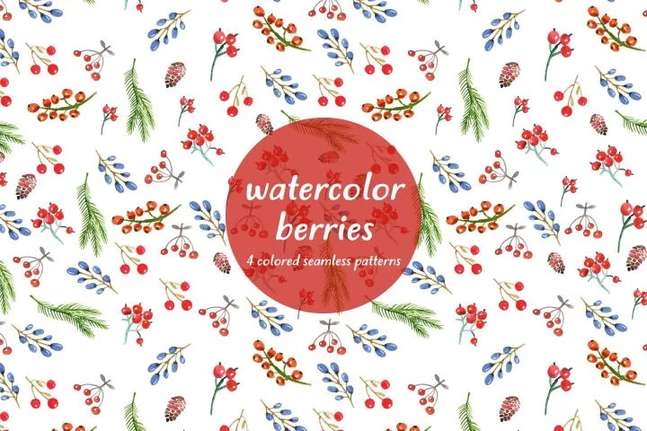 Watercolor Berries Vector Seamless Free Pattern