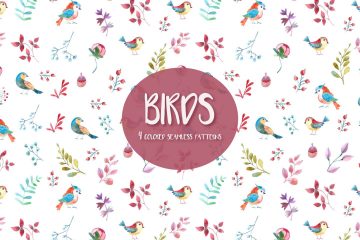 Watercolor Birds Vector Free Seamless Pattern