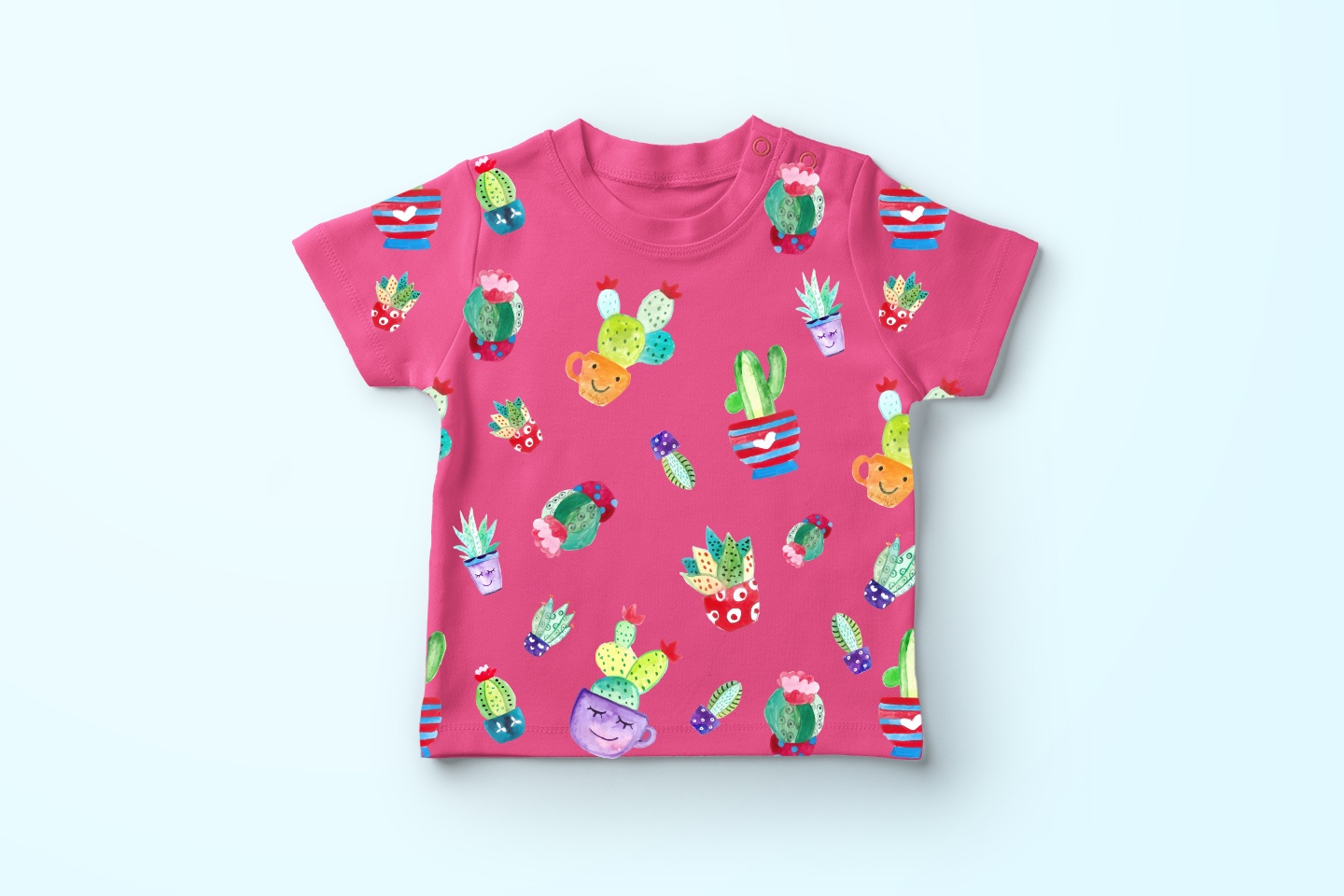Watercolor Funny Cactus Vector Free Pattern - GraphicSurf.com
