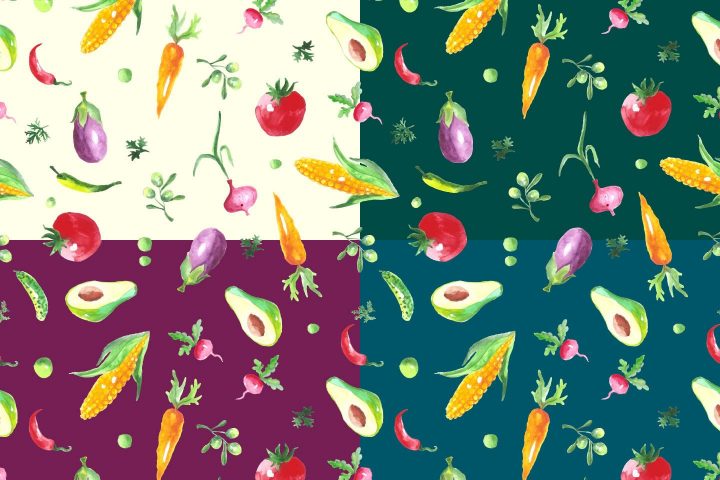 Watercolor Vegetables Vector Seamless Free Pattern