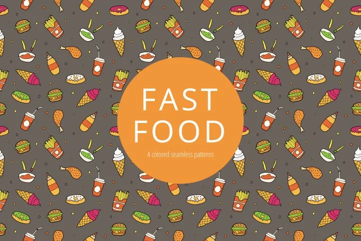 Fast Food Vector Free Seamless Pattern
