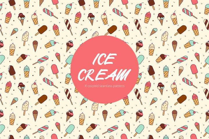 Ice Cream Vector Free Seamless Pattern
