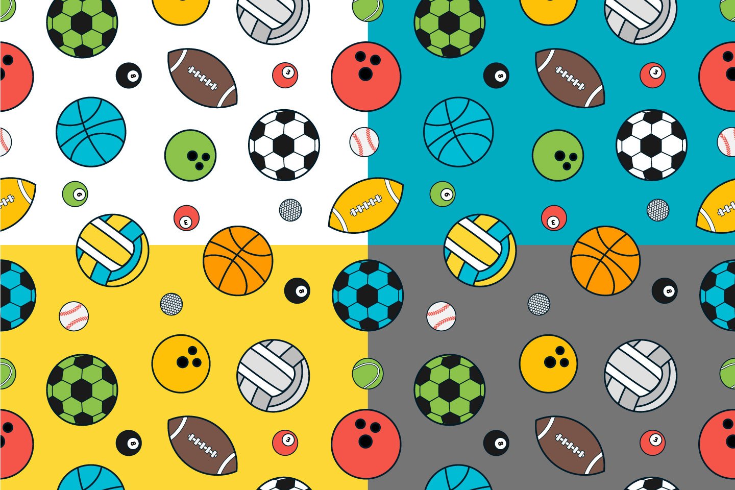 Sport Balls Free Vector Seamless Pattern GraphicSurf