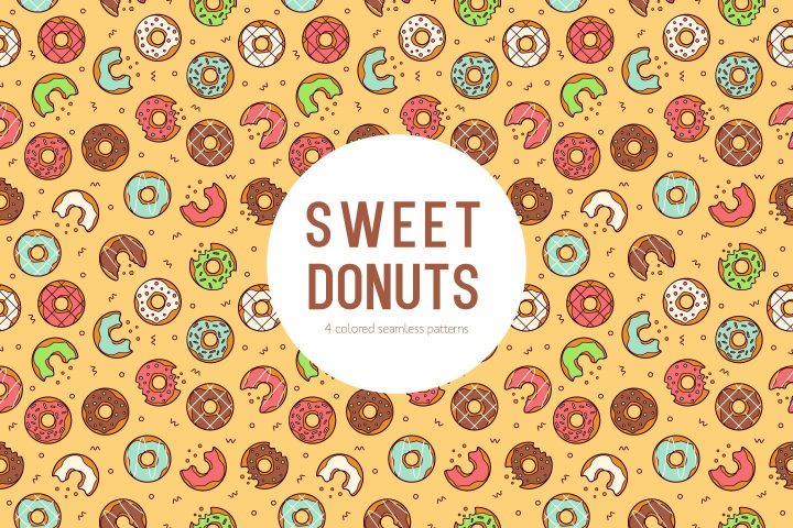 Sweet Donuts Vector Free Seamless Pattern