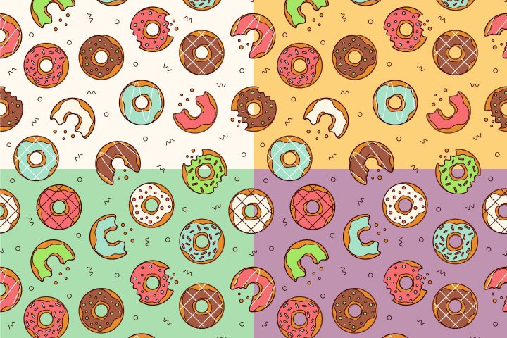 Sweet Donuts Vector Free Seamless Pattern