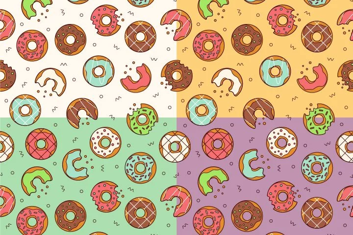 Sweet Donuts Vector Free Seamless Pattern