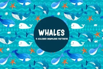 Whales Illustration Vector Free Pattern