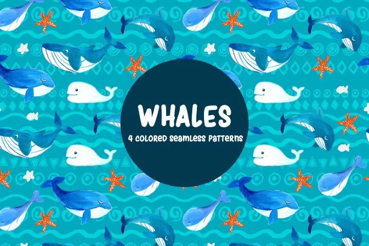 Whales Illustration Vector Free Pattern