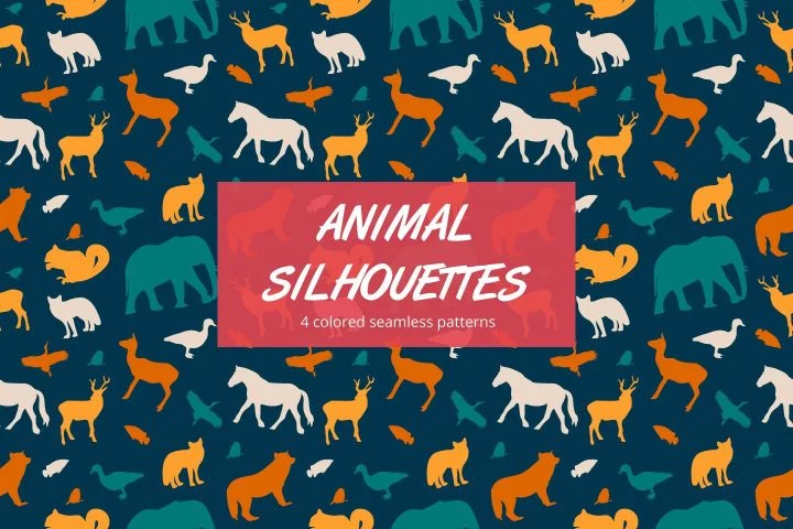Animal Silhouettes Vector Free Pattern