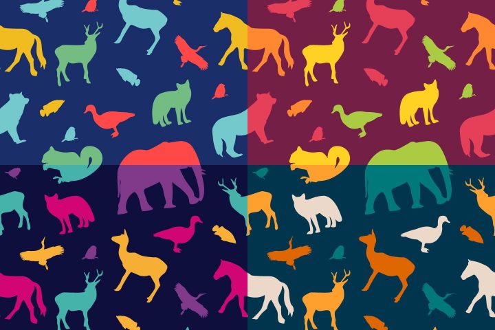 Animal Silhouettes Vector Free Pattern