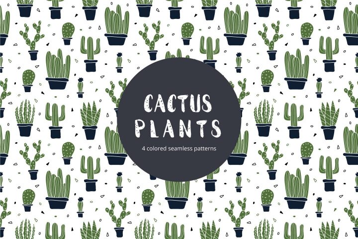 Cactus Plants Vector Free Seamless Pattern