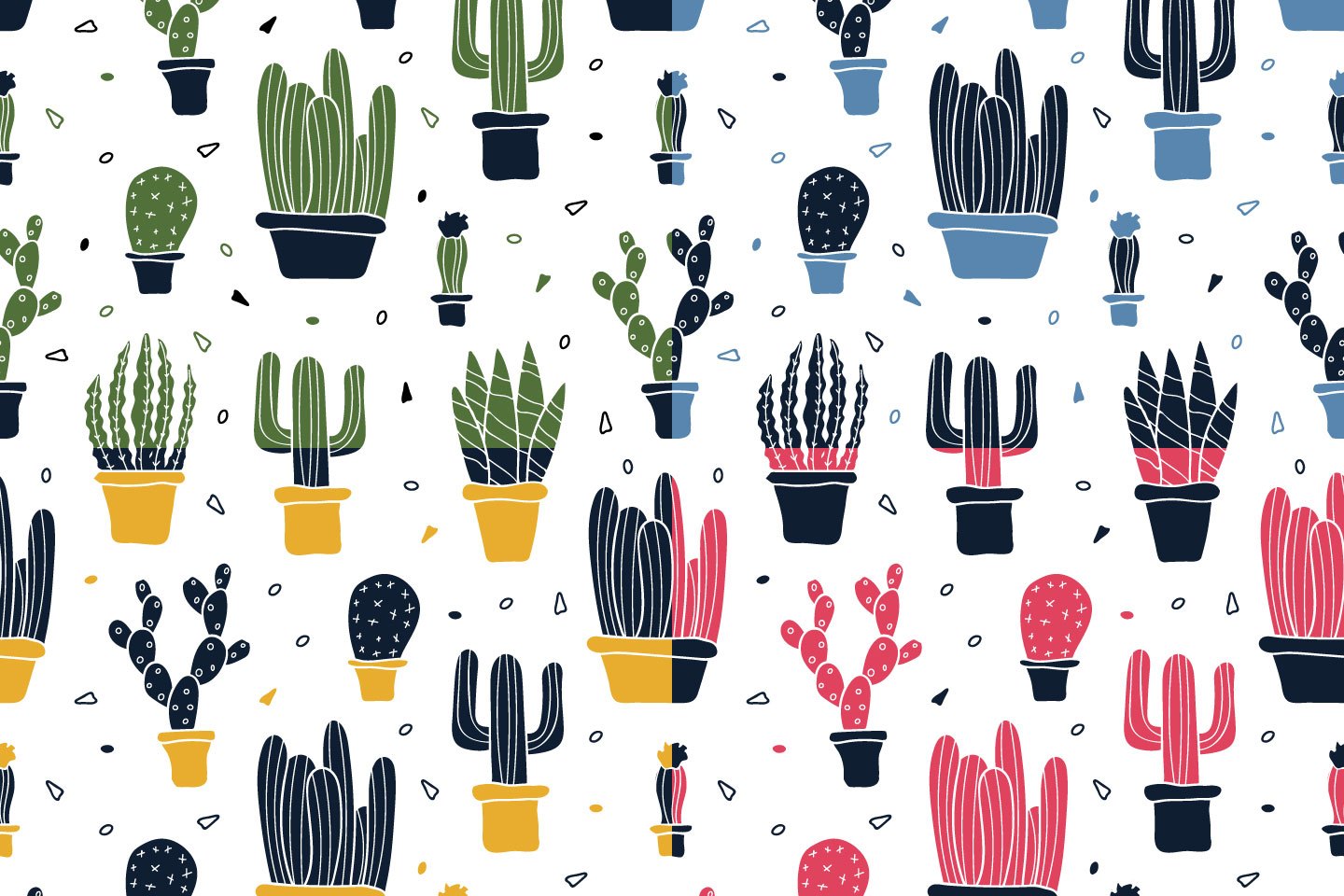 Free Vector, Pattern of several cactus