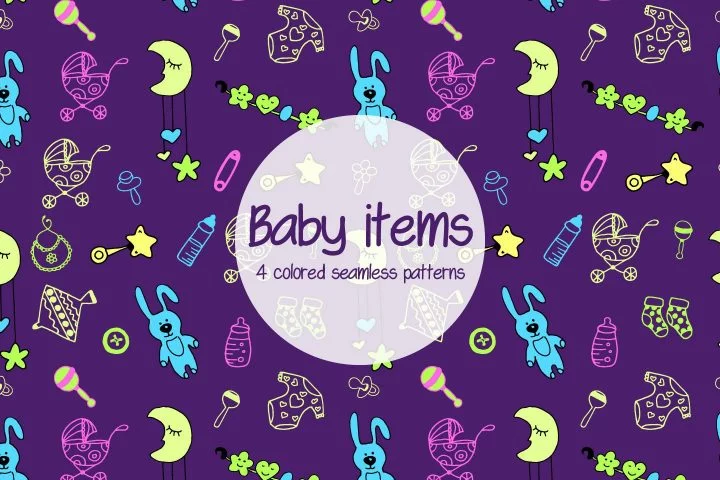 Baby Items Vector Seamless Free Pattern