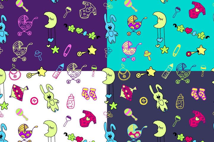 Baby Items Vector Seamless Free Pattern