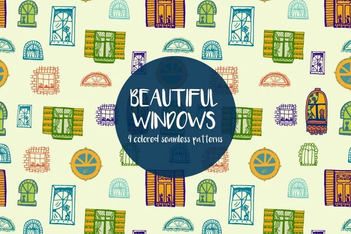 Beautiful Windows Vector Seamless Free Pattern