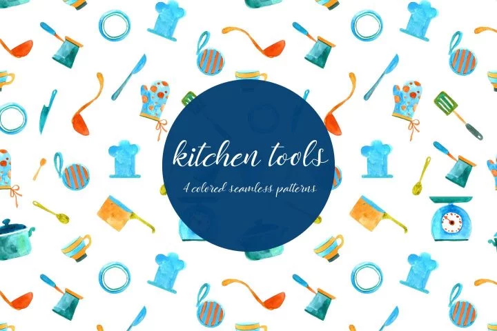 Kitchen Tools Illustration Vector Free Pattern