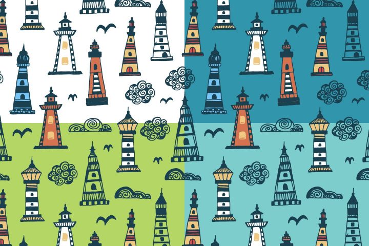 Lighthouses Illustration Vector Free Pattern