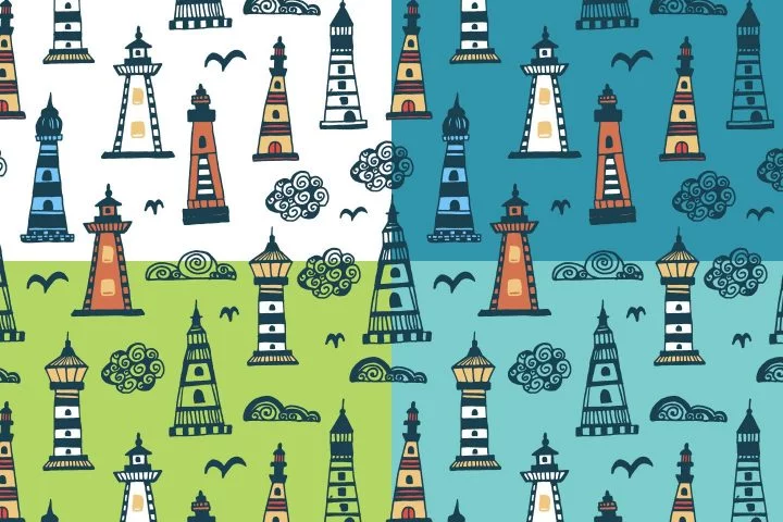 Lighthouses Illustration Vector Free Pattern