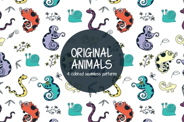 Original Animals Illustration Vector Free Pattern