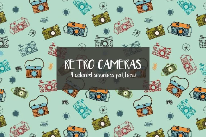 Retro Cameras Vector Free Pattern