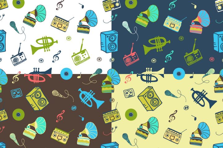 Retro Music Vector Seamless Free Pattern