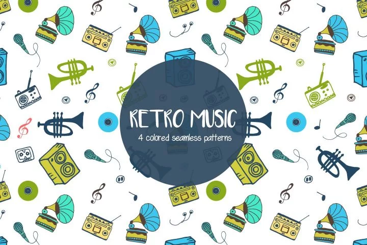 Retro Music Vector Seamless Free Pattern