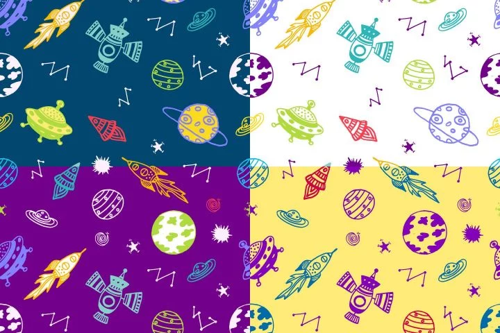 Space Watercolor Vector Free Pattern
