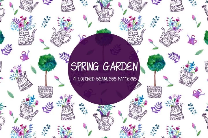 Spring Garden Vector Seamless Free Pattern
