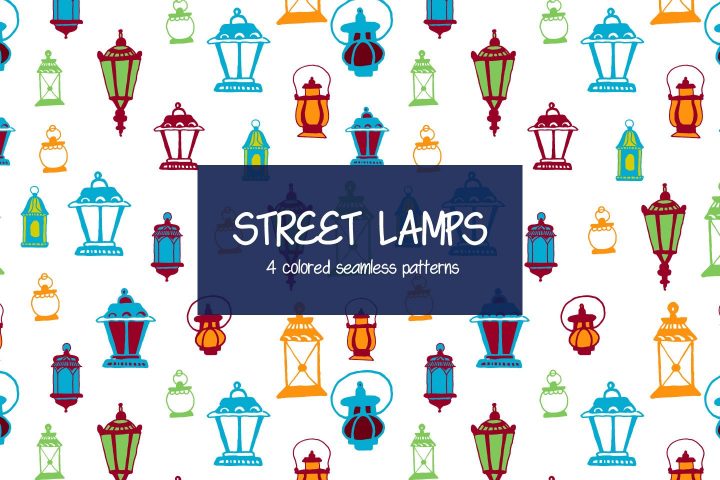 Street Lamps Vector Seamless Free Pattern
