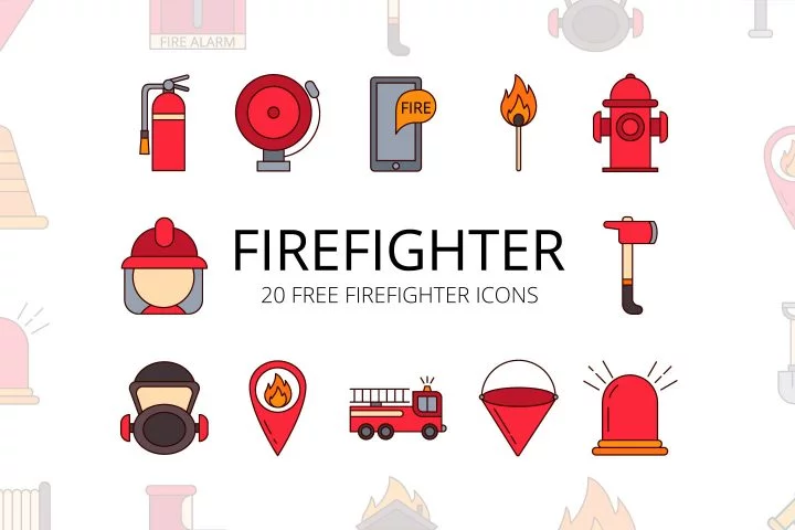 Firefighter Vector Free Icon Set