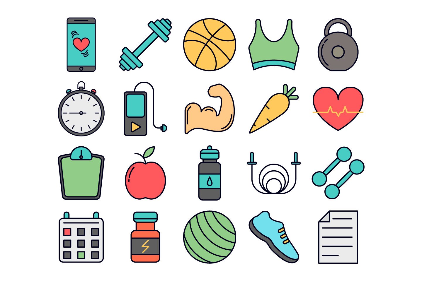 Fitness Icon Collection Vector Vector Art & Graphics