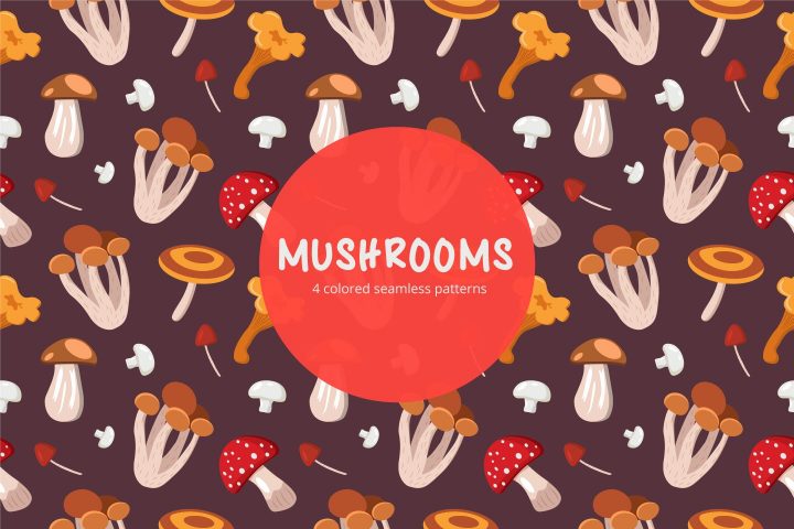 Mushrooms Vector Free Seamless Pattern