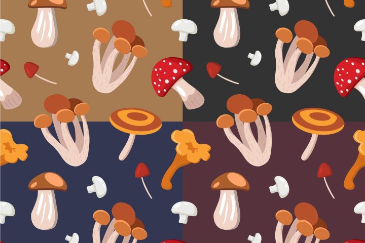 Mushrooms Vector Free Seamless Pattern - GraphicSurf.com