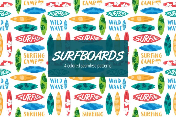 Surfboard Vector Free Seamless Pattern