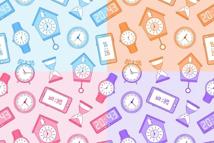 Clocks Vector Free Seamless Pattern