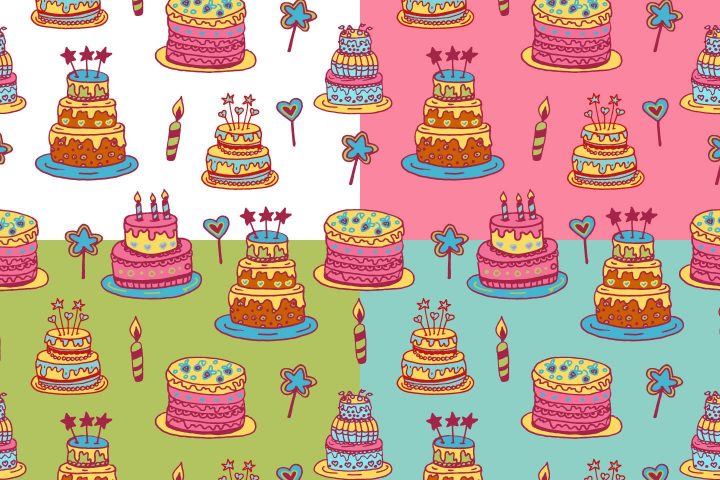 Birthday Cake Illustration Vector Free Pattern