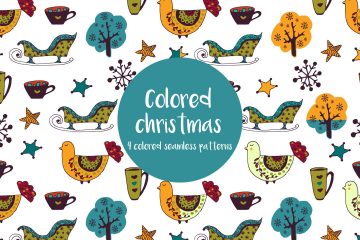 Colored Christmas Illustration Vector Free Pattern